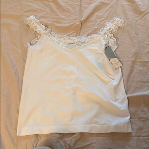 Lace-Trim White Camisole Top by